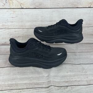 Hoka One Bondi 9 Womens Sz 9.5D Wide Running Shoes All Black